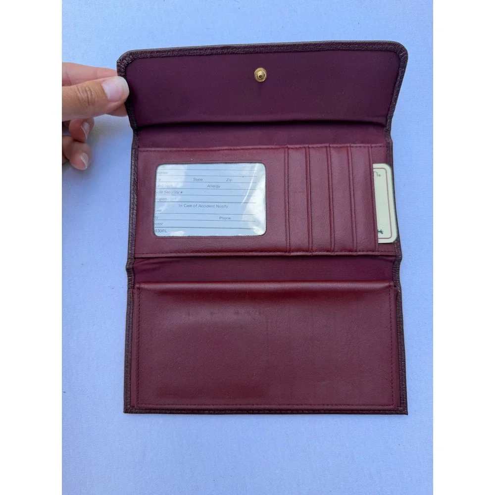 Buxton Burgundy Genuine Leather Clutch Wallet Kiss Lock Coin Pouch Vintage Style